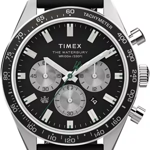 ساعت مچی آنالوگ مردانه TIMEX Waterbury Traditional با صفحه گرد آبی و بند چرمی مشکی مقاوم در برابر آب - TW2V42500UJ