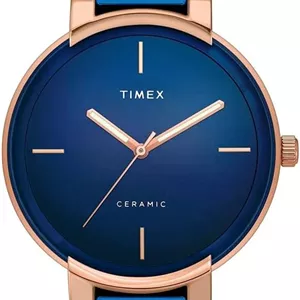 ساعت مچی آنالوگ مردانه TIMEX با صفحه گرد آبی و بند سرامیکی آبی مقاوم در برابر آب - TWEG21201