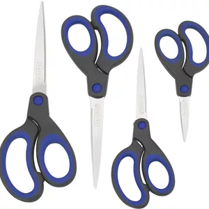 قیچی دسته نرم Rapesco 1578 - مجموعه 4 عددی (مشکی/آبی)