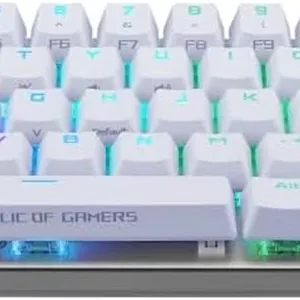 کیبورد گیمینگ سفید ایسوس ROG Falchion Ace Compact، سوییچ‌های مکانیکی NXRD، نورپردازی RGB برای هر کلید، USB 2.0 (TypeC به TypeA)، کلیدهای قابل برنامه‌ریزی، سفید