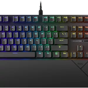 کیبورد گیمینگ مکانیکی سیم دار USB ایسوس ROG Strix Scope II X - سایز کامل 100٪، سوییچ های خطی ROG NX Snow V2 از پیش روغن کاری شده و قابل تعویض، کلیدهای PBT، RGB، پشتیبانی از PC/Mac - مشکی