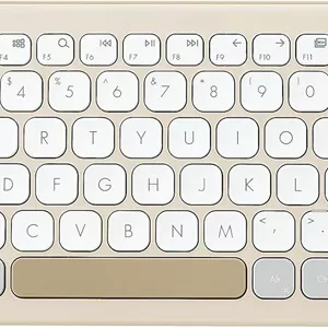 کیبورد ASUS Marshmallow Kw100، پشتیبانی از 3 دستگاه، عمق حرکت کلید 1.6 میلی‌متر، کلیدهای قیچی‌شکل، کیبورد جمع و جور و سبک، بلوتوث (رنگ - شیر جو دوسر)