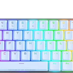 کیبورد گیمینگ مکانیکی فشرده 65% ایسوس ROG Falchion Ace RGB، سوییچ‌های قرمز ROG NX روان‌کاری شده و تثبیت‌کننده‌های سوییچ، فوم کاهش صدا، کلیدهای ABS، اتصال سیمی با KVM، سه زاویه، طرح‌بندی AR، سفید