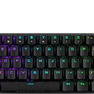 کیبورد گیمینگ مکانیکی جمع و جور 65% ایسوس ROG Falchion Ace RGB، سوییچ های قرمز ROG NX روانکاری شده و تثبیت کننده سوییچ، فوم کاهش صدا، کلیدهای ABS، اتصال سیمی با KVM، سه زاویه، طرح بندی AR، مشکی
