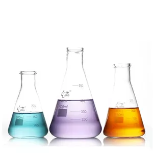 ست ارلن شیشه ای ELECDON - ظروف شیشه ای بوروسیلیکات مدرج - شیمی علمی گردن باریک حجمی - آزمایش های علمی خانگی و مدرسه (3 اندازه، 200، 250، 500 میلی لیتر)