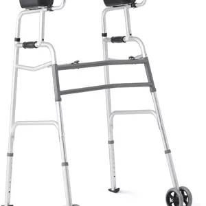 واکر ایستاده Medline با چرخ‌های دوتایی 5 اینچی، واکر ساعدی با تکیه‌گاه بازو، قابل تنظیم ارتفاع، ظرفیت وزن 300 پوند