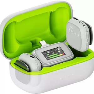 میکروفون یقه ای بی سیم، میکروفون یقه ای Lav برای اندروید - میکروفون های مینی گیره ای با صفحه نمایش LCD، حذف نویز، بی صدا کردن و کنترل صدا - میکروفون یقه ای برای آیفون، اندروید، پخش زنده، ویدیو