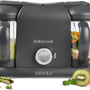 غذاساز کودک 4 در 1 ب آ ب آ مدل Babycook Duo، بخارپز سریع 15 دقیقه ای، مناسب برای تنوع غذایی، ظرف های کوچک خانگی کودک، ظرفیت XXL 2200 میلی لیتر، خاکستری تیره