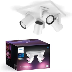 چراغ سقفی Philips Hue White & Color Ambiance Argenta با چهار نقطه نور، چراغ های LED قابل تنظیم برای سیستم Hue با 16 میلیون رنگ، کنترل هوشمند نور از طریق صدا و برنامه، سفید
