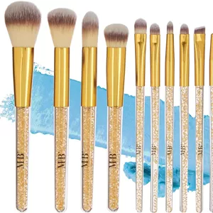 ست برس آرایشی 10 تکه Expressions Pro با سنگ های قیمتی درخشان طلایی - 10 برس آرایشی نرم و با کیفیت برای استفاده روزمره - برس ها و ابزارهای آرایشی حرفه ای