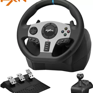 فرمان بازی PXN V9، فرمان مسابقه شبیه‌ساز رانندگی 270/900 درجه، فرمان بازی PC با پدال‌های تعویض دنده مسابقه‌ای، پدال‌های 3 پداله و دسته دنده برای Xbox Series X|S، PS3، PS4، PC، Xbox One، NS