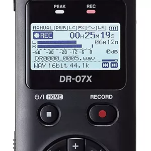 ضبط کننده صدای استریو دستی دیجیتال Tascam Dr-07X و رابط صوتی USB، مشکی