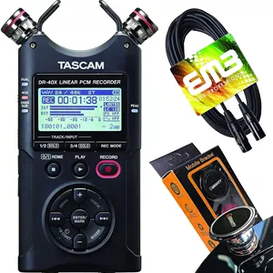 ضبط کننده دستی 4 کاناله TASCAM DR-40X و رابط صوتی USB 2 ورودی/2 خروجی به همراه کابل EMB و پایه نگهدارنده مغناطیسی گوشی Gravity