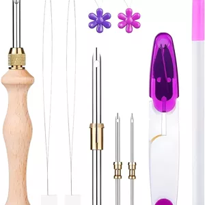 ست ابزار پانچ نیدل - سوزن های گلدوزی پانچ قابل تنظیم برای بزرگسالان مبتدی DIY، بسته 10 عددی