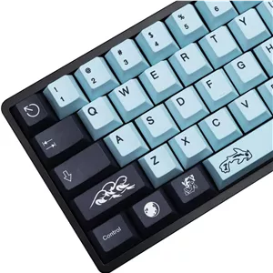 ست کیکپ های MOLGRIA GMK MIZHU - 136 عدد PBT Cherry Profile Dye Sublimation برای کیبورد گیمینگ، آبی آسمانی به سبک ژاپنی برای کیبورد Gateron Kailh Cherry MX 104/87/74/61 60