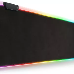 پد ماوس گیمینگ SKY-TOUCH، پد ماوس بزرگ نرم LED دار، پد کیبورد کامپیوتر با پایه لاستیکی ضد لغزش، مشکی، ماوس GRB