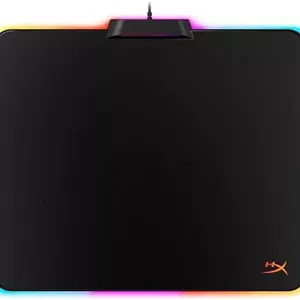 ماوس پد گیمینگ RGB هایپرایکس Fury Ultra - سایز متوسط، نورپردازی RGB 360 درجه، 20 ناحیه LED RGB، سطح سخت با اصطکاک کم، پایه لاستیکی ضد لغزش، مشکی
