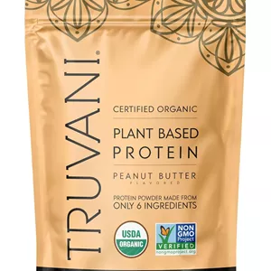 پودر پروتئین گیاهی Truvani - کره بادام زمینی دارای گواهی USDA ارگانیک - وگان، غیر GMO، بدون لبنیات، سویا و گلوتن (1 بسته، 20 سروینگ)