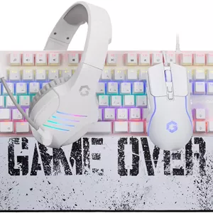 بسته کامل لوازم جانبی گیمینگ GAMEON VIPER XA سری Artic (کیبورد مکانیکی، هدست، ماوس و ماوس پد)