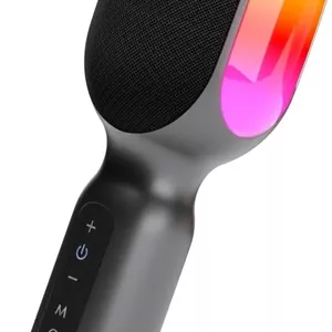 میکروفون کارائوکه بلوتوثی بی سیم Portronics Dash 2 با بلندگوی 10 واتی، تا 10 ساعت پخش، چراغ های RGB پویا، ضبط موسیقی، آواز دو نفره، دستگاه کارائوکه کوچک برای مسافرت با ماشین، شارژ سریع