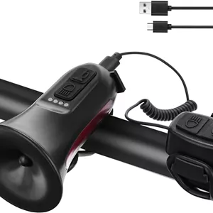بوق برقی دوچرخه KASTWAVE، زنگ دوچرخه 120dB، زنگ ضد آب دوچرخه با باتری قابل شارژ، 5 حالت صدا، برای دوچرخه کوهستانی/جاده/اسکوتر بزرگسالان و کودکان
