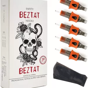 کارتریج سوزن تاتو حرفه ای فوق العاده ممتاز BEZTAT به همراه گریپ و روکش های دستگاه شماره 12 مگنوم منحنی بسته 20 عددی (1211CM) 