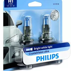 لامپ هالوژن سفید یخی فیلیپس مدل Crystalvision Ultra H1، بسته 2 عددی، 12258Cvb2