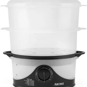 بخارپز دو طبقه 6 لیتری Aroma Housewares، قابل شستشو در ماشین ظرفشویی (AFS-140B)، مشکی