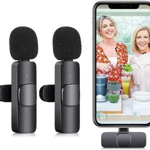 میکروفون یقه ای بی سیم ELTERAZONE 2 در 1 برای iPad، YouTube، Facebook Live Streaming، ضبط صدا Vlog، میکروفون مینی بی سیم با قابلیت کاهش نویز و Plug-Play- Bluetooth
