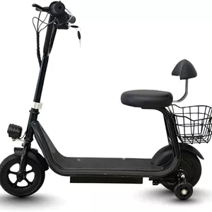 اسکوتر برقی کودک با صندلی - 4 تا 8 سال | طراحی تاشو | صفحه نمایش LCD | سبد جلو | ارتفاع قابل تنظیم | آبی و مشکی