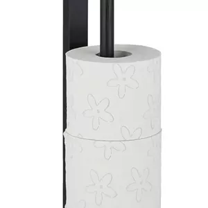 جا دستمال توالت ایستاده Relaxdays، بامبو با قفسه رول یدکی، برای 5 عدد، ارتفاع*عرض*عمق: 71x19x19 سانتی متر، مشکی-طبیعی، بسته 1 عددی