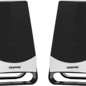 اسپیکر کامپیوتر 2.0 Geepas GMS8805 | صدای واضح و اشباع شده | طراحی قابل حمل و کنترل صدا | کیفیت صدای واضح و قدرتمند | USB DC 5V | ایده آل برای کامپیوتر، لپ تاپ، موبایل و موارد دیگر
