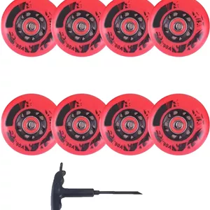 8 عدد چرخ اسکیت اینلاین 72mm 76mm 80mm، چرخ‌های جایگزین اسکیت اینلاین فری‌استایل مناسب فضای داخلی/خارجی به همراه بلبرینگ، 90A