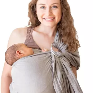 Aputue Baby Wrap Carrier for Newborn, Grey Baby Carrier Wrap, Baby Sling and Ring Sling Cotton Muslin Infant Carrier, Ring Sling Baby Carrier Front and Chest Newborn Carrier Baby Carrier Wrap