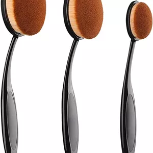 ست برس آرایشی بیضی شکل KHUSHI، مجموعه 3 عددی ارتقا یافته، استفاده سریع و بی عیب و نقص، برس مسواکی، مناسب برای کرم پودر، کانسیلر، رژگونه، مایع، کرم، پودر و ابزارهای ترکیب لوازم آرایشی