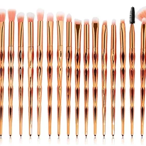 LINGLING-MAKEUP BRUSH برس آرایشی زرد، ست 20 عددی برس آرایشی الماسه، برس پودر فونداسیون، رژگونه، سایه چشم، برس لب، آرایش موتلی، بادوام و حمل آسان (رنگ: طلایی)