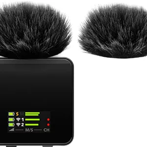 بادگیر خزدار Geekria for Creators سازگار با میکروفون Rode Wireless GO Gen 3 III، GO 2، PRO، ME، روکش ضد باد DeadCat، روکش کرکی شیشه جلو، کاهش نویز باد (مشکی / 2 عدد)