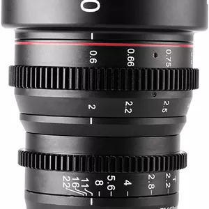 لنز سینمایی مینی پرایم ثابت 50mm T2.2 با زاویه دید عریض و فوکوس دستی Meike برای دوربین های M43 Micro Four Thirds با مانت MFT و دوربین های BMPCC 4K Z CAM E2