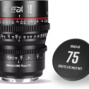 لنز سینمایی 75mm T2.1 سوپر 35 پرایم با فوکوس دستی MEKE برای دوربین های سینمایی EF-Mount سازگار با Canon C200 C300 II, RED Komodo, BMPCC 6K, Z CAM E2-S6 BMPCC 6K Pro