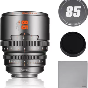 لنز سینمایی حرفه‌ای 7artisans 85mm T2.1 فریم S35 سازگار با مانت Canon RF-S برای RED KOMODO/RED KOMODO X/CANON C70/CANON R7/R50/R10 (خاکستری تیتانیوم)