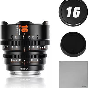 لنز سینمایی 7artisans 16mm T2.1 سازگار با فریم S35 برای مانت Macro 4/3، مانت MFT/LUMIX GH5LL/LUMIX GH5S/Z CAM/LUMIX GH6/BMPCC4K/DC-BGH1 (مشکی)