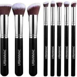 ست برس آرایشی 10 تکه URBAN MAC، ابزار حرفه ای برای کرم پودر، خط چشم، سایه چشم (مشکی) به همراه پد اسفنجی (رنگ ممکن است متفاوت باشد)