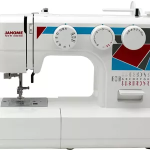 چرخ خیاطی Janome MOD-19 با کاربری آسان، دارای 19 مدل دوخت، سوزن نخ کن اتوماتیک و سگ های تغذیه 5 تکه، سفید
