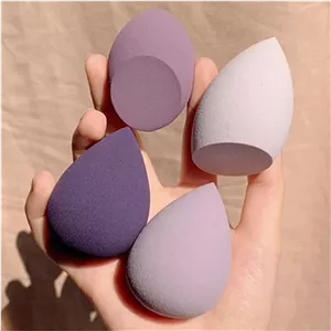 اسفنج آرایشی H&I HOME، بسته 4 عددی، اسفنج مخلوط کننده کرم پودر ایده آل برای آرایش زنان، هایلایترها، پودر، کرم یا استفاده مایع (بنفش)
