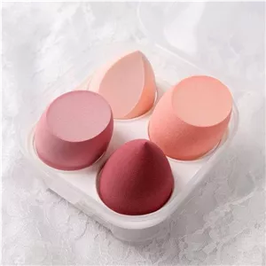 ست 4 عددی اسفنج آرایشی حرفه ای و کیف نگهداری، مناسب برای پخش کرم پودر و ایجاد پوشش بی نقص