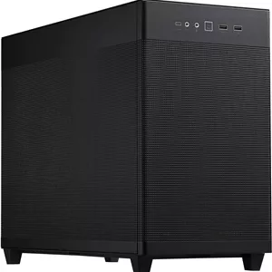 کیس مشکی ASUS Prime AP201 MicroATX با حجم 33 لیتر، پنل‌های جانبی بدون نیاز به ابزار و توری شبه فیلتر، با پشتیبانی از کولرهای 360 میلی‌متری، کارت گرافیک تا طول 338 میلی‌متر و پاورهای استاندارد ATX