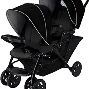 کالسکه دوقلو گراکو مدل Stadium Duo Tandem - مناسب از بدو تولد تا تقریباً 3 سالگی (15 کیلوگرم). سازگار با صندلی ماشین کودک SnugEssentials iSize، رنگ مشکی/خاکستری
