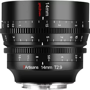 لنز سینمایی 7artisans 14mm T2.9 فول فریم 114 درجه، سازگار با Sigma FP، Panasonic S1 S1H S5، Leica SL SL2، مشکی