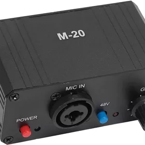 پری امپ میکروفون، تقویت کننده گین میکروفون با گین بالای 20dB با خروجی XLR، توان 48 ولت و نویز کم، پیش تقویت کننده میکروفون برای میکروفون های دینامیک و کندانسور