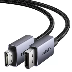 UGREEN 4K DisplayPort to HDMI Cable 1M, Supports 4K@30Hz, 2K@60Hz, 1080p@240Hz, Active DP to HDMI Braided Cable, Compatible for Graphics/SAMSUNG/Desktop/PC/EPSON/Sony